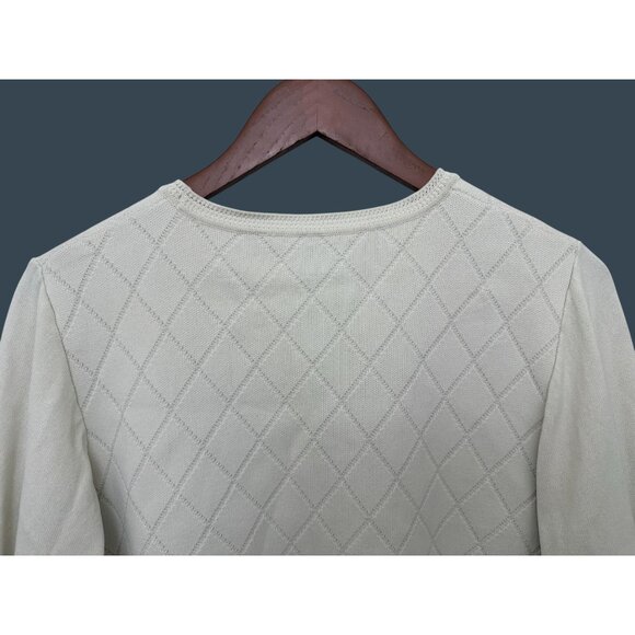 Opening Ceremony White Diamond Knit Sweater L/G Viscose Blend Crewneck Long Slee - Picture 5 of 7